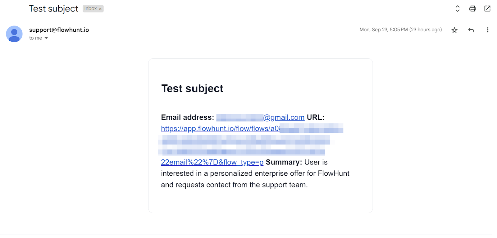 Email Notification Tool in action - email example