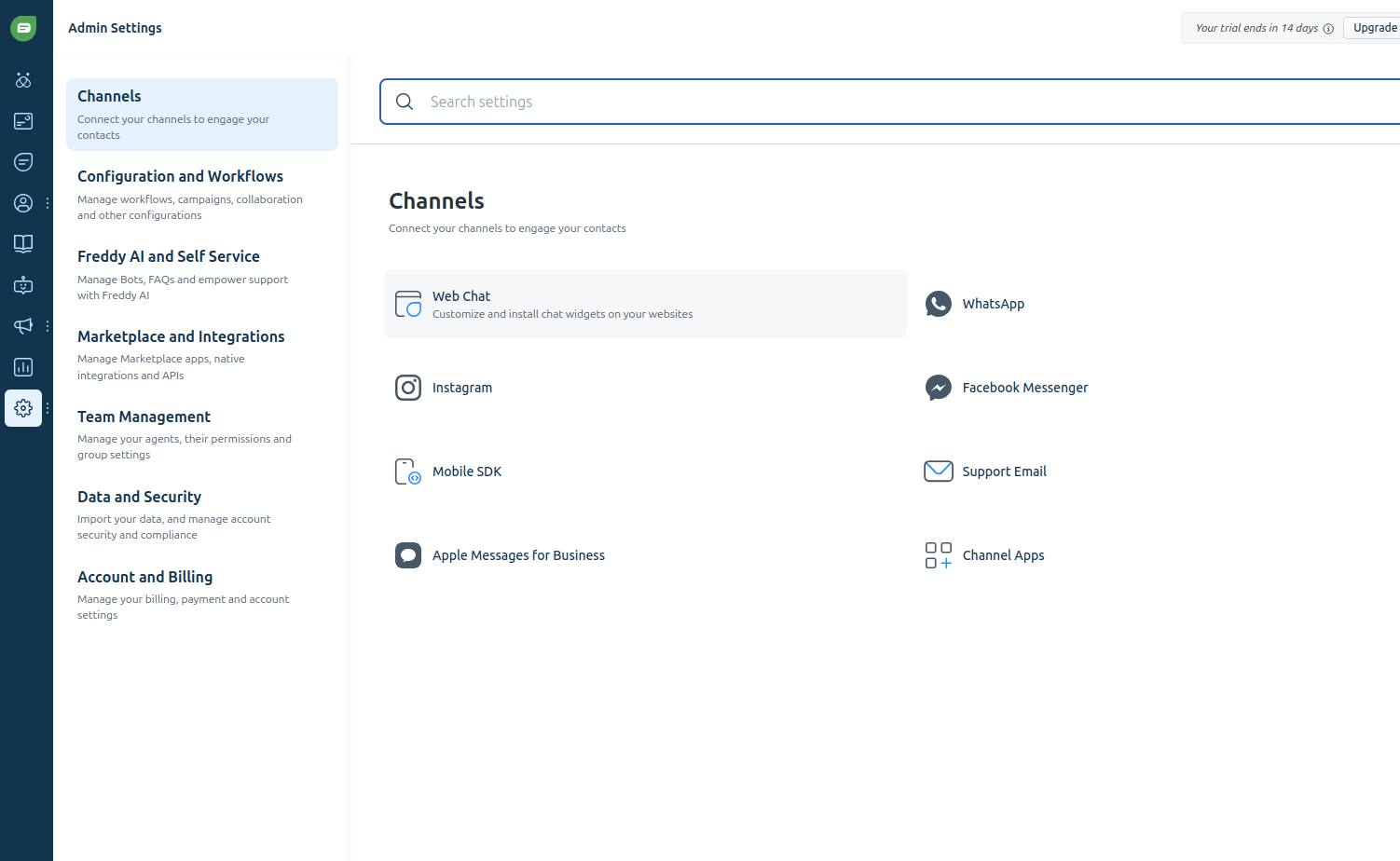 Freshchat Settings Web Chat