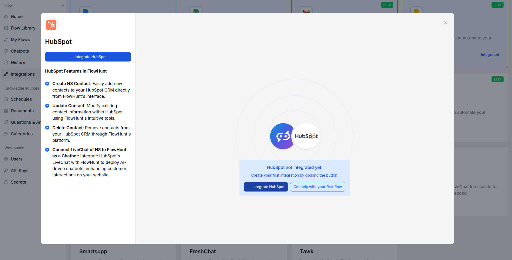 Integrate HubSpot Step 1