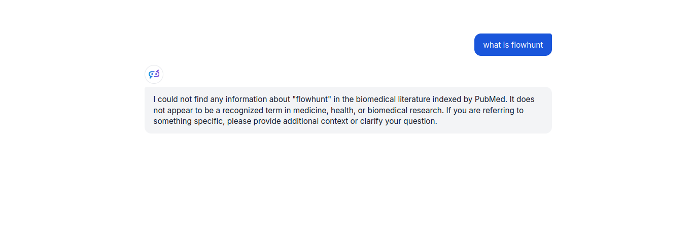 Chatbot answer after not finding suitable PubMed articles