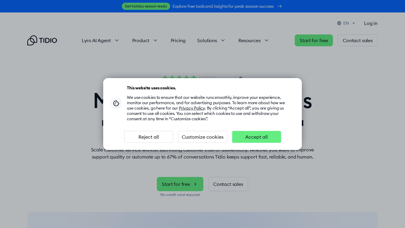 Platforma chatbot Tidio cu constructor de fluxuri și opțiuni de testare