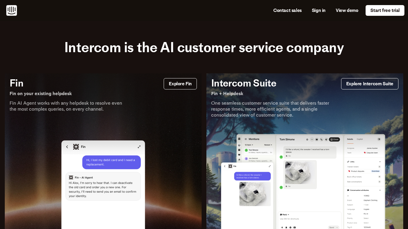 Interface de la plateforme Intercom avec fonctionnalités chatbot omnicanal