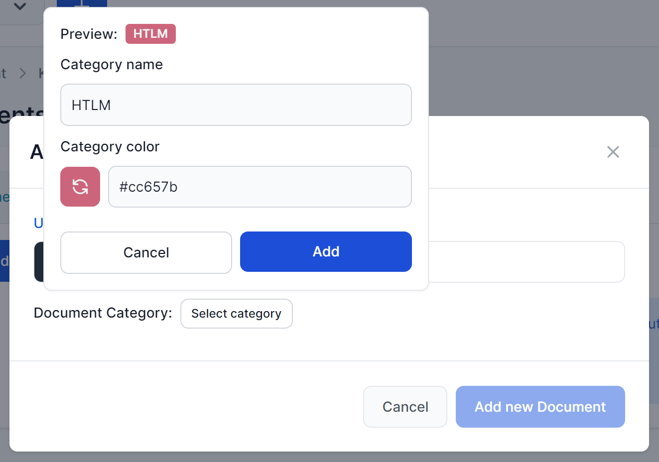 Creating new Document category in Flowhunt