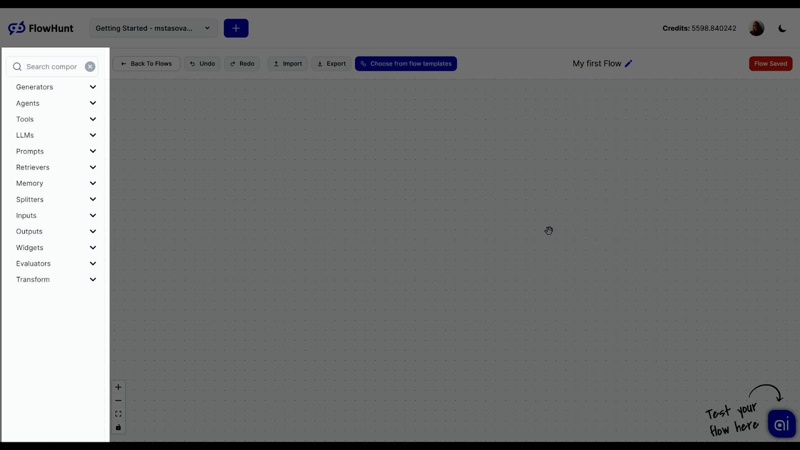 FlowHunt components menu