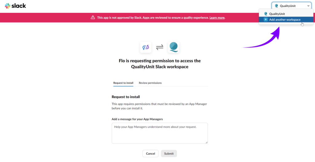 Slack pick workspace