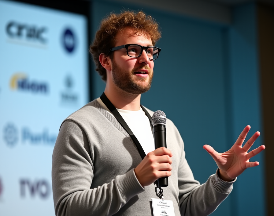 Charismatic speaker with microphone