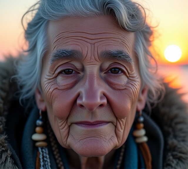 Elderly Inuit woman portrait
