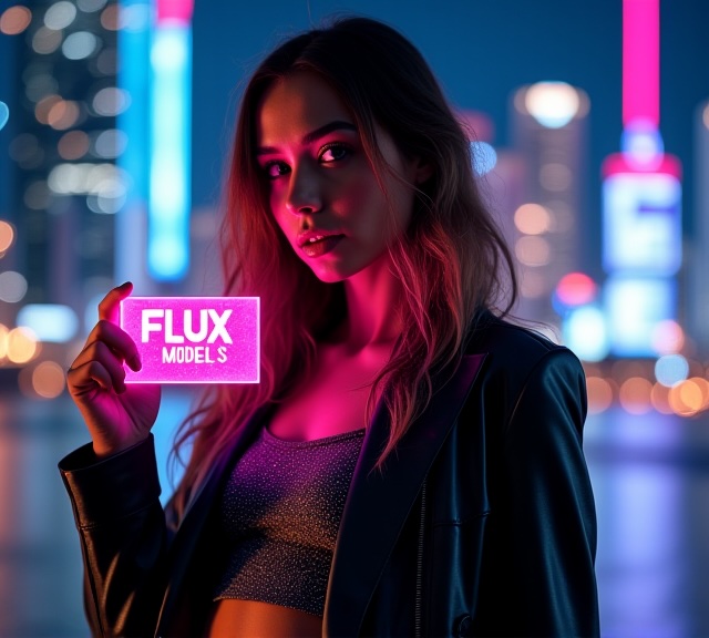 Young woman in cyberpunk city