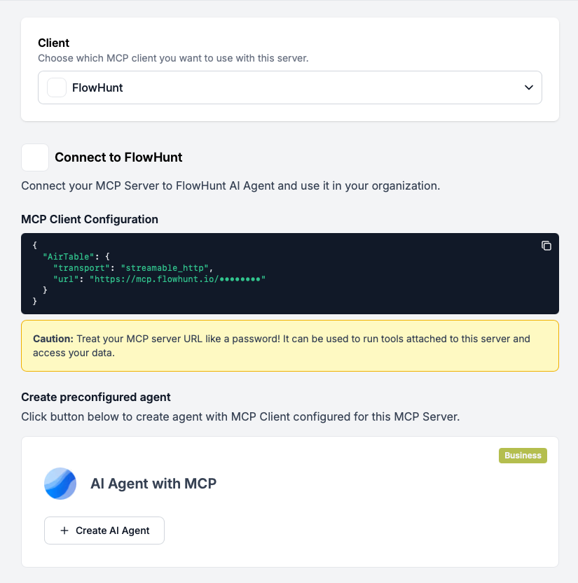 Flux preconfigurat Agent AI cu Airtable MCP
