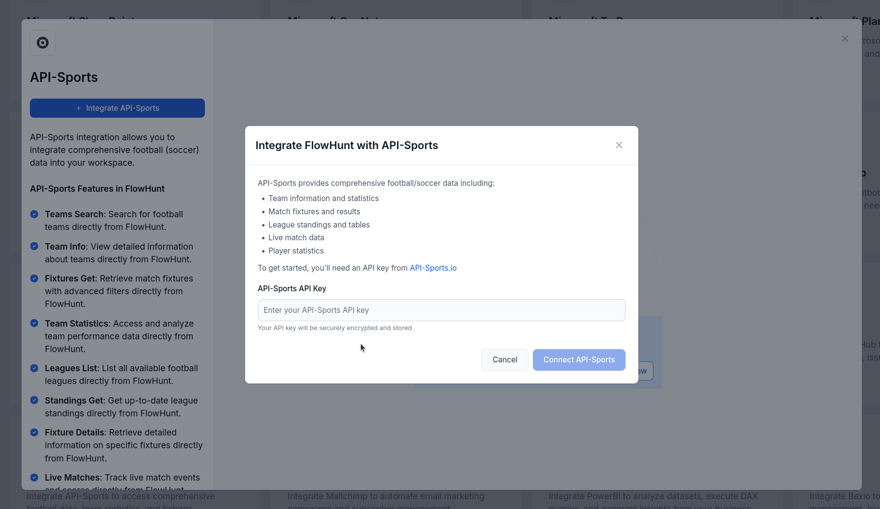 API-Sports integration configuration form