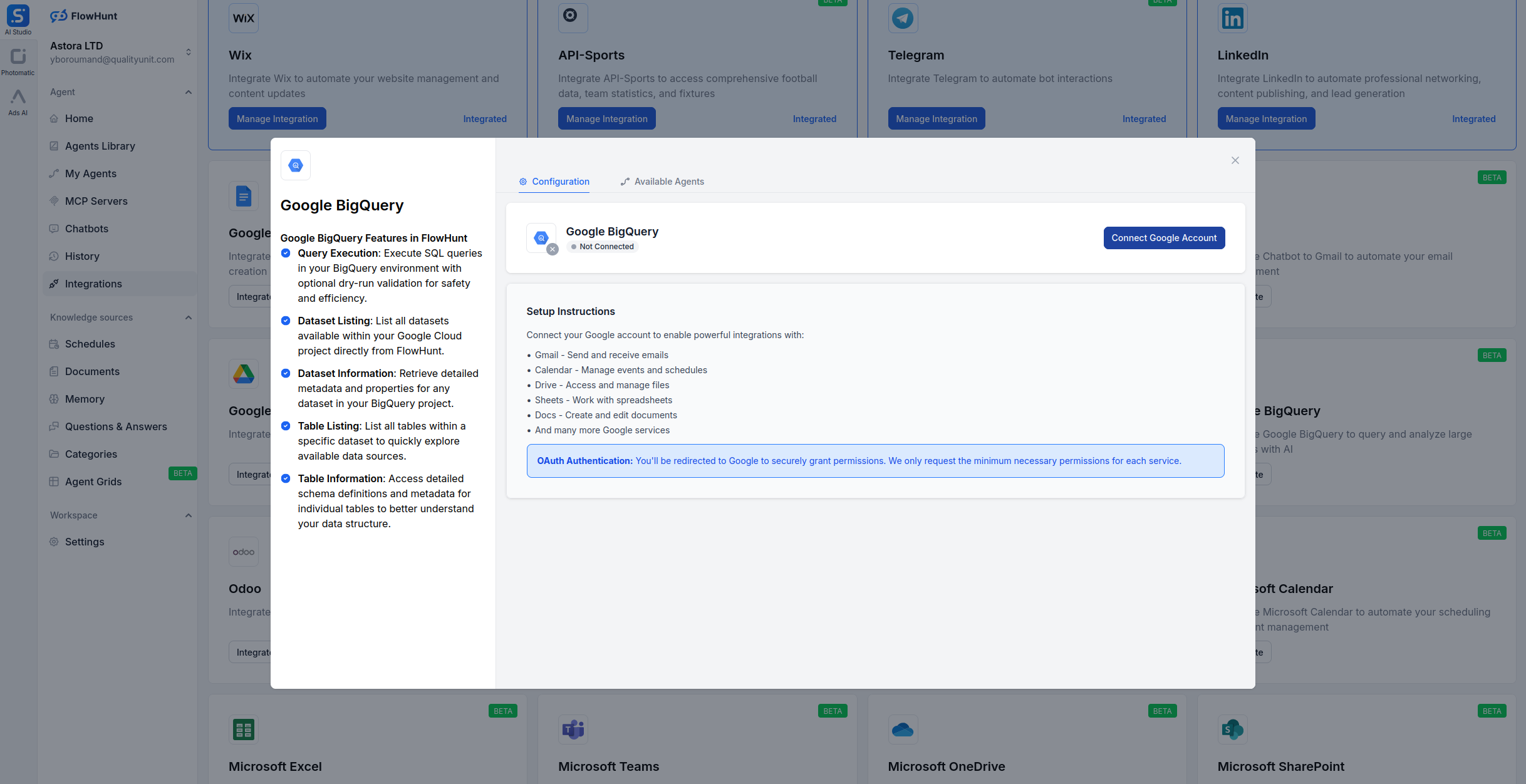 Google BigQuery OAuth login process
