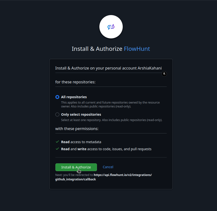Processo de autenticação do GitHub