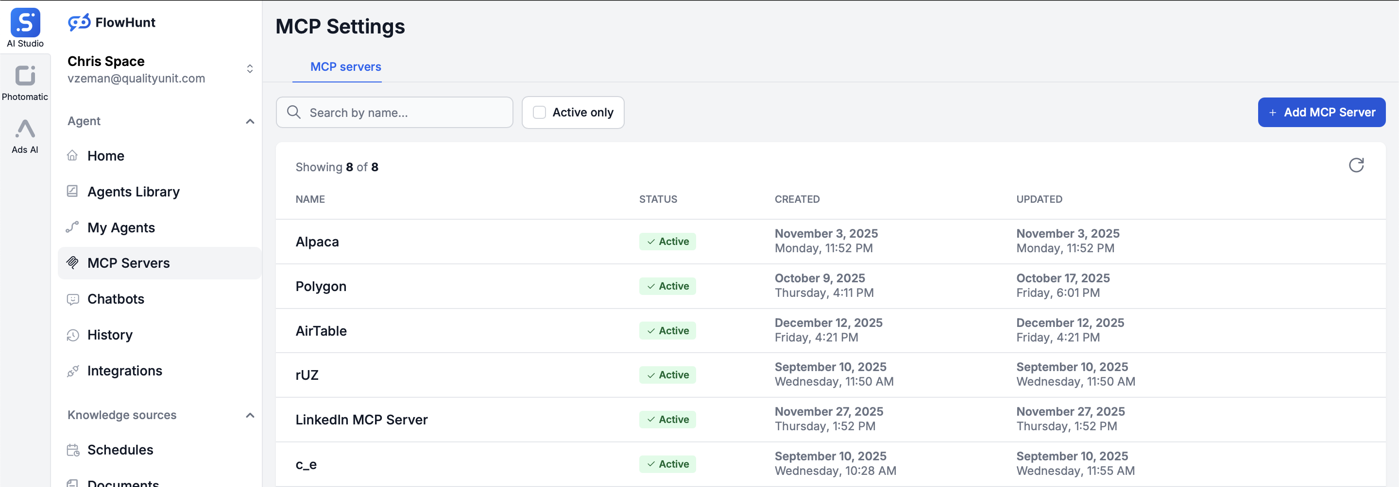 Selezione server MCP Zoho CRM