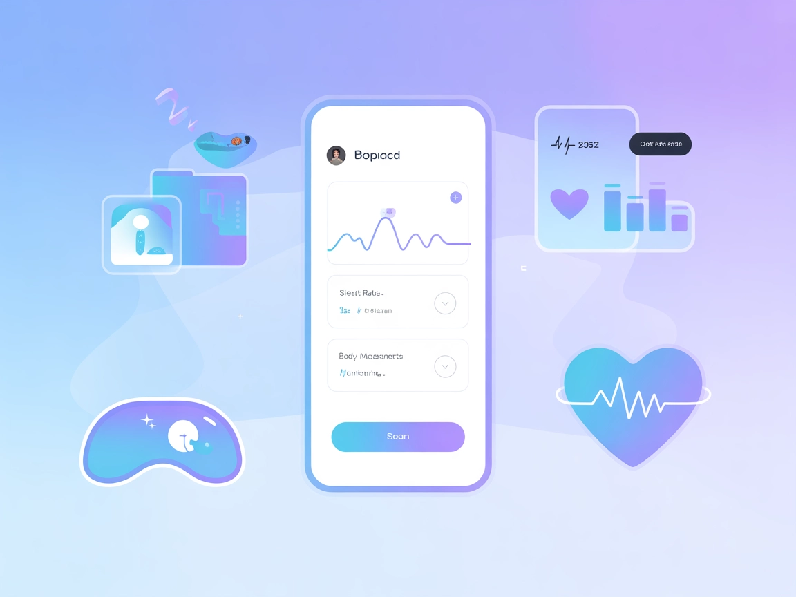 Minimalist vector illustration for sleep, heart rate, and body metric monitoring