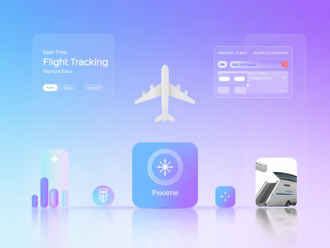 صورة متجهة مبسطة لطائرة ورادار وأيقونات سحابية تمثل تكامل خادم Flightradar24 MCP