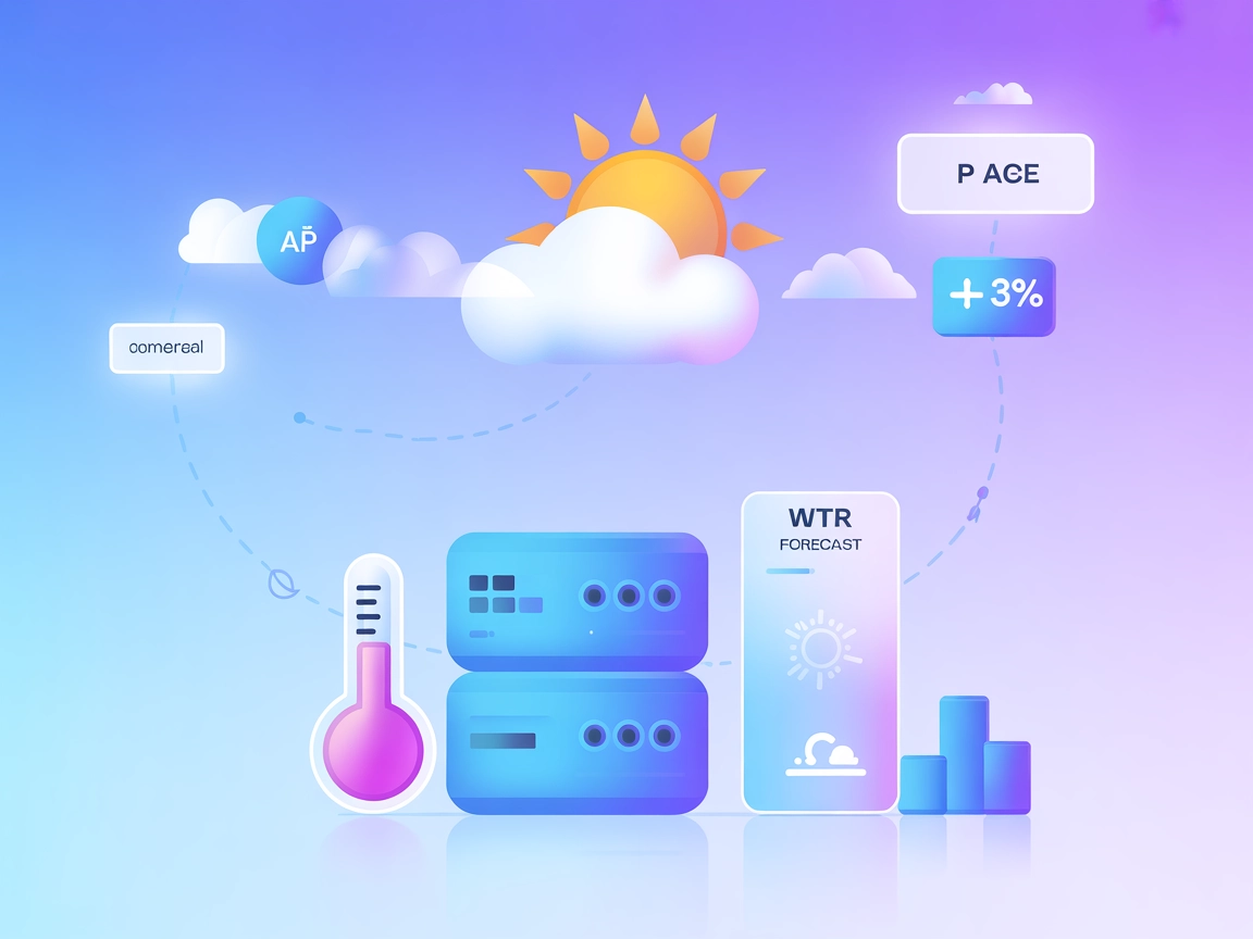 Minimalist weather server and forecast illustration