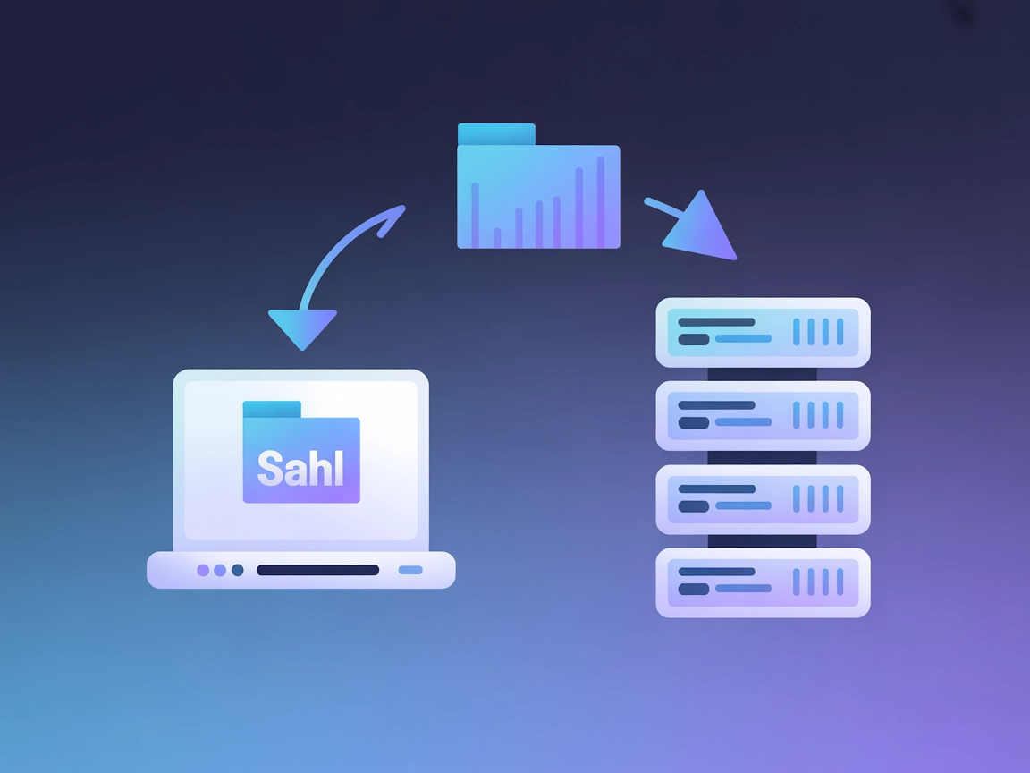 Minimalist illustration of SSH file transfer between computer and server