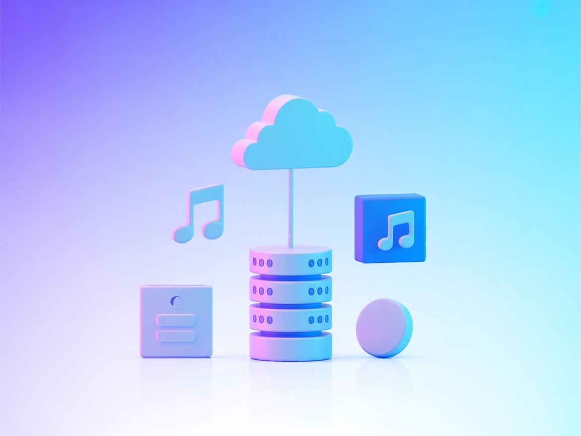 Minimalistische SaaS-muziekcatalogus integratie illustratie