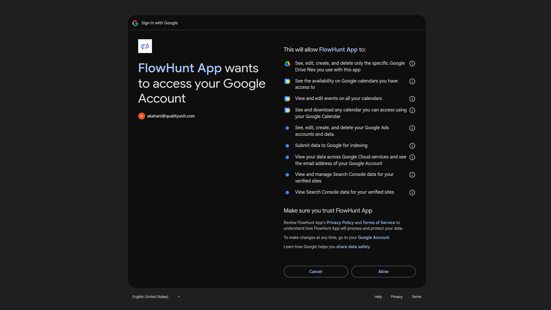Google Docs OAuth authentication