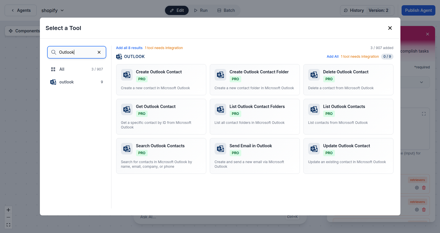 FlowHunt Microsoft Outlook Contacts integration components