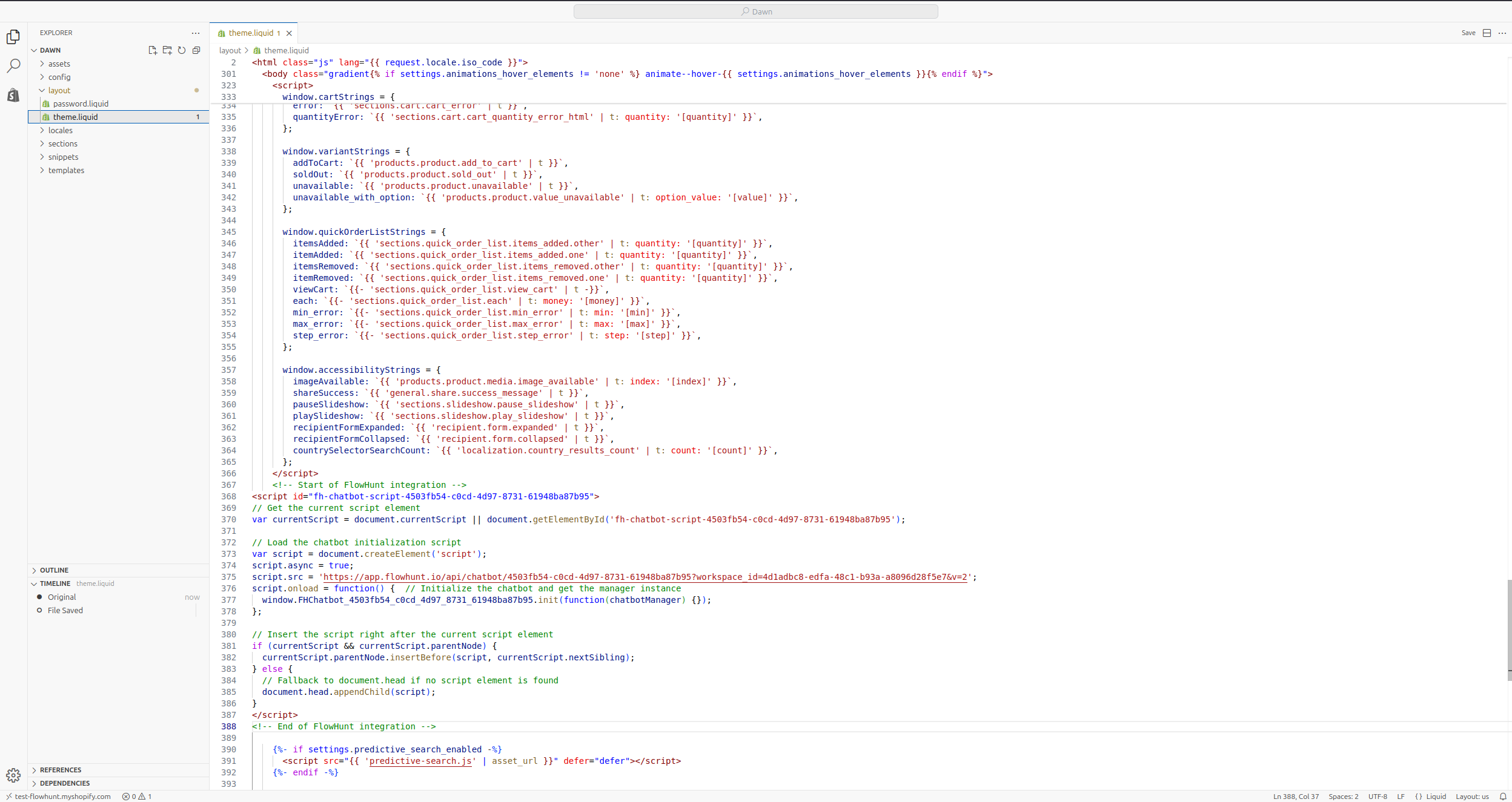 Shopify theme.liquid file location