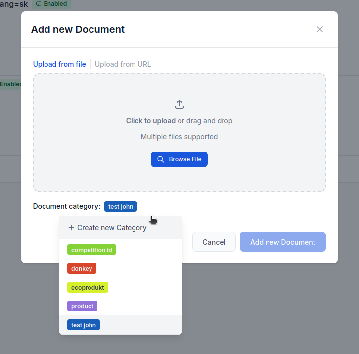 Gränssnitt för uppladdning av XML-fil med drag och släpp-område