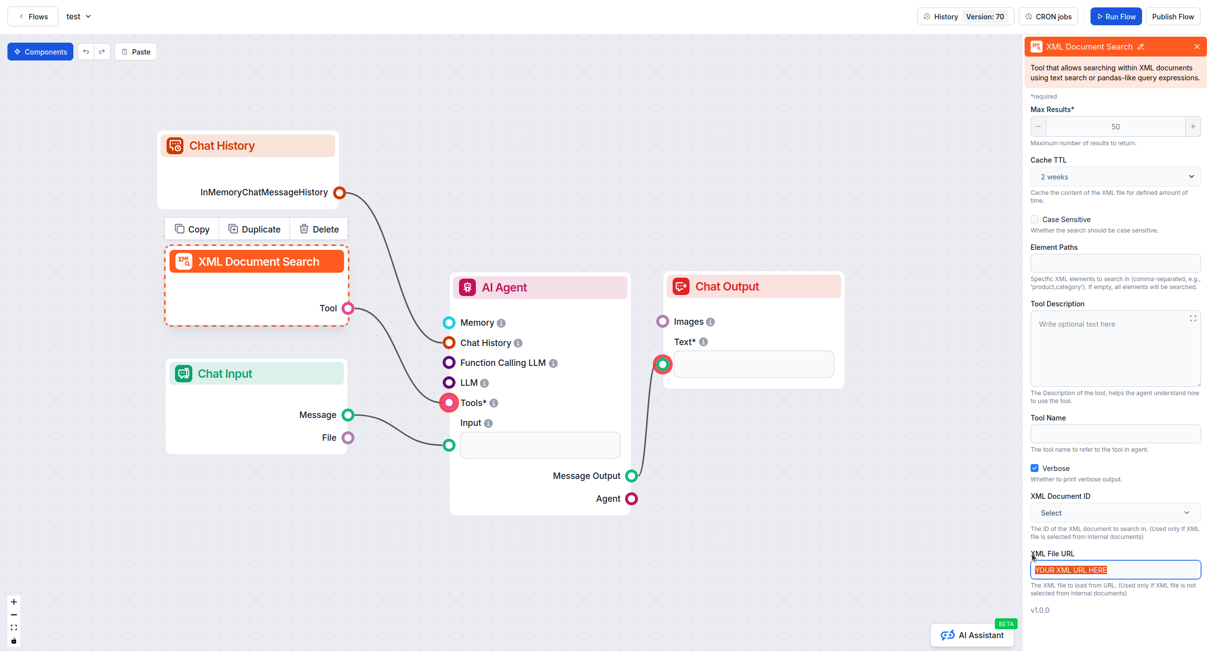 Fältet XML-fil-URL i avancerade inställningar